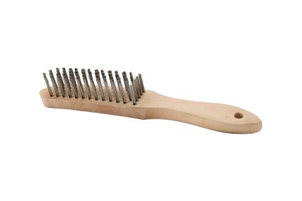 Brass coated wire brush 5 rows wooden handle