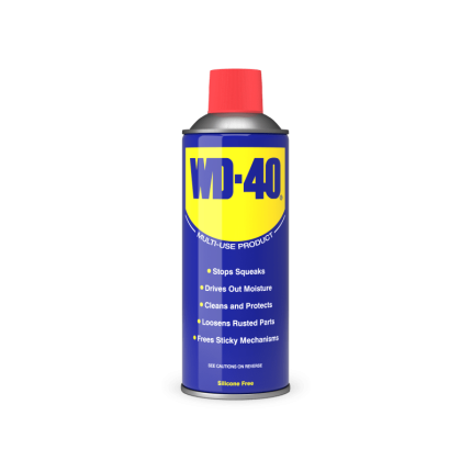 WD40 Multi-Use Product protects metal from rust and corrosion, penetrates stuck parts, displaces moisture and lubricates almost anything. 330ml